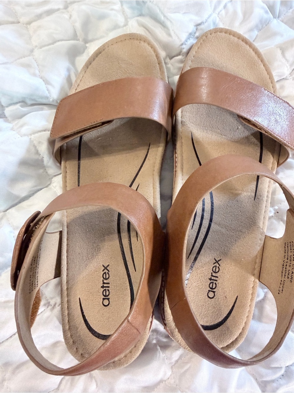 Aetrex Women's Tan Double-Strap Slingback Sandals